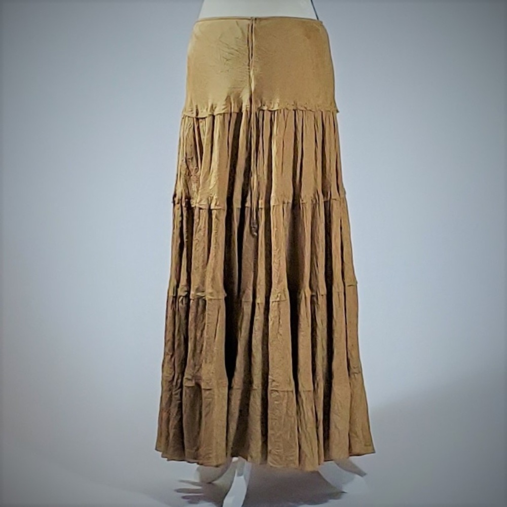 SILK MAXI Hippie Bohemian romantic Boho Skirt M flowy